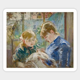 The Artist's Daughter, Julie, with her Nanny by Berthe Morisot Sticker